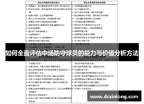 如何全面评估中场防守球员的能力与价值分析方法